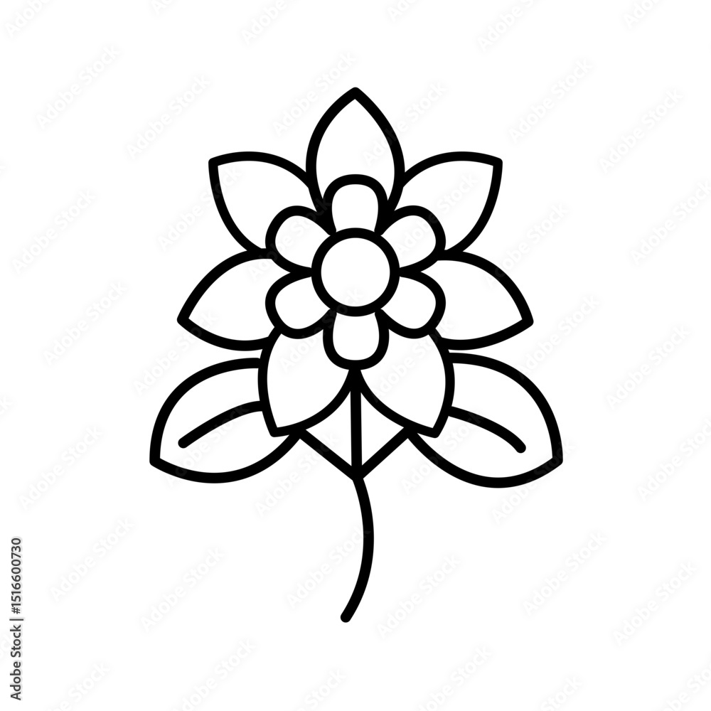 Hydrangea.  Flower icon vector. Monochrome.