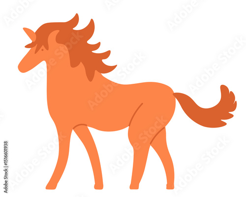 horse in doodle style in vector. element for decor postcard design print sticker animation poster background