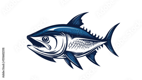 Bluefin Tuna Fish Vector Illustration in Isometric Style
