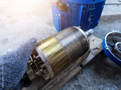 Checking the iron rotor on the electric motor, there are traces of friction due to unstable rotation.