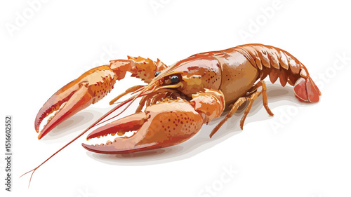 Detailed Boiled Narrow-Clawed Crayfish Vector Illustration for Professional Use