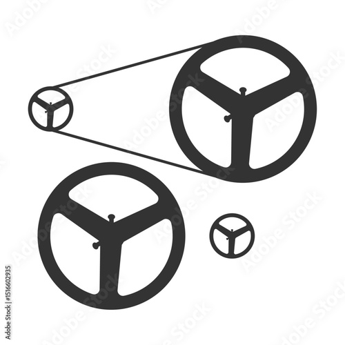 Machinery Parts Flywheel Icon set