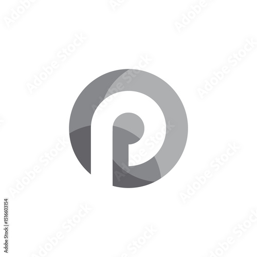 Circle Negative Space Letter P logo design vector template