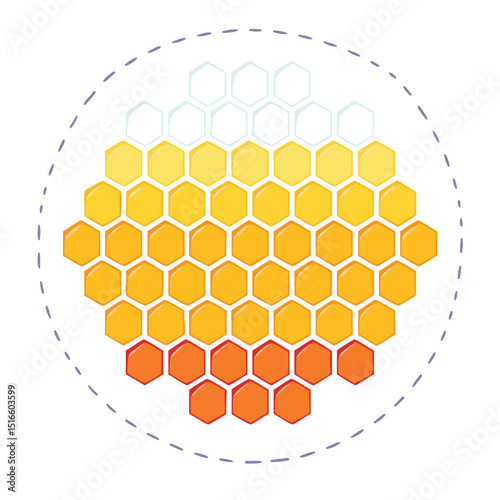 Vector Design Featuring a Clean Circular Badge with a Subtle Gradient from Deep Reddish Orange to Sun-Kissed Yellow and a Detailed Grid of Square Tiles for Texture and Depth