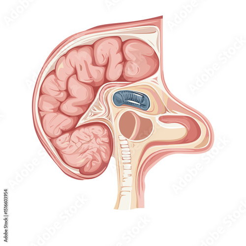 Detailed Illustration of Human Kidney Cross Section with Cortex Medulla and Renal Pelvis on White Background