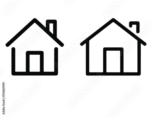 Home House Icon Set Vector Outline – Real Estate, Property, and Homepage Symbols. Transparent background