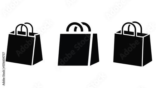 Shopping Bag Icon Set Vector – Retail, E-commerce, and Purchase Symbols on Transparent Background