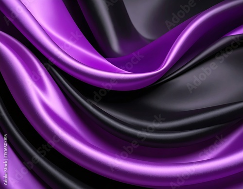Purple and black silk drapes