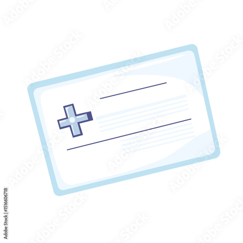 Illustration of a Medical Insurance Card with Blue Border and a Blue Plus Sign on a White Background