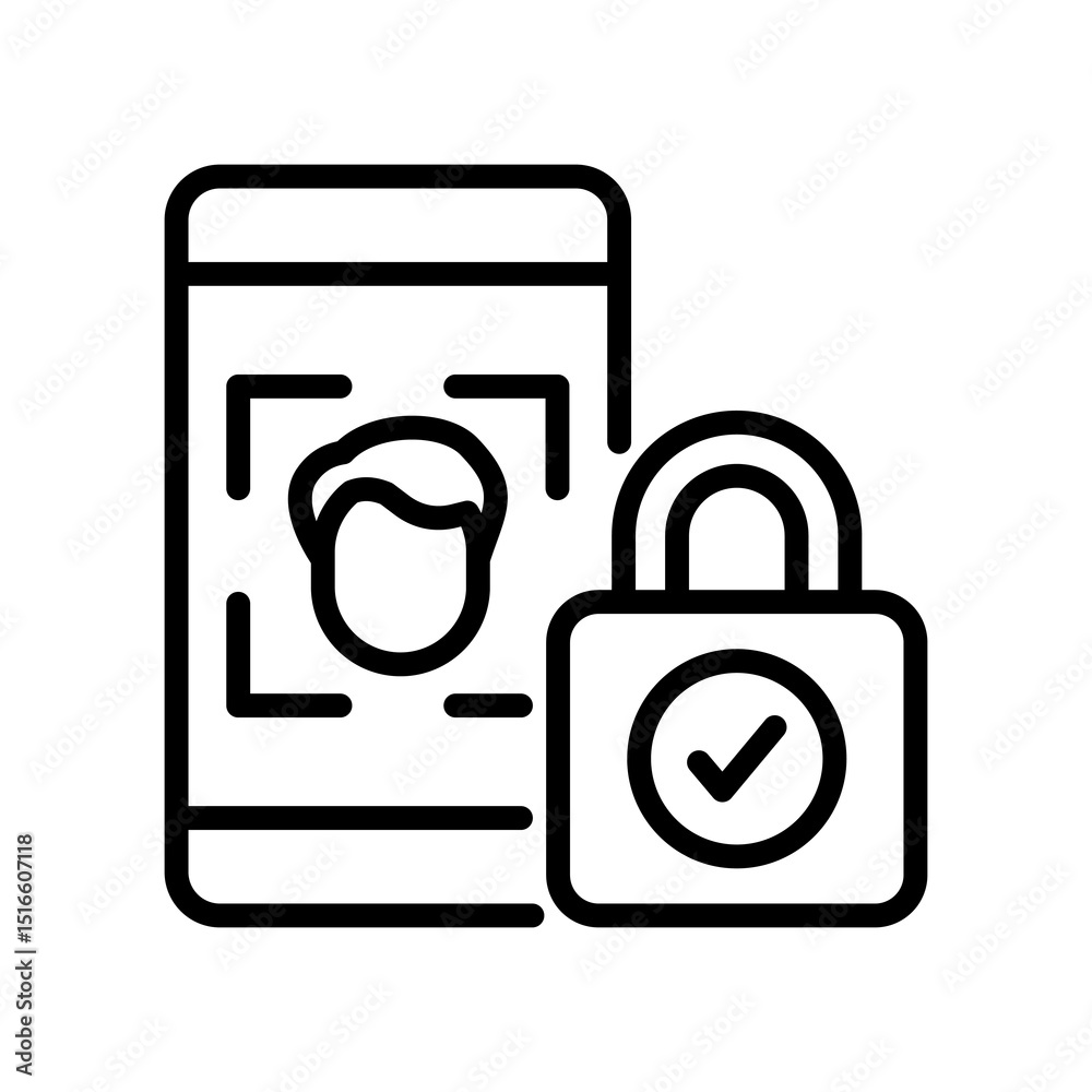 Obraz premium Face Lock line icon