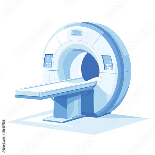 Illustration of Mri Scanner Machine for Medical Diagnosis and Magnetic Resonance Imaging in Blue Tones on White Background