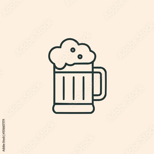 Outlined beer mug with foam bubbles — casual drinks or pub.