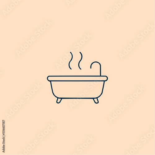 Outlined bathtub with steam — spa-like bathroom.
