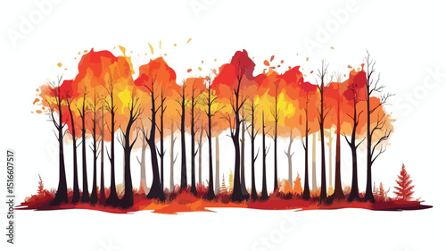 Burning Forest Isolated Vector Image Concept for Projects and Designs