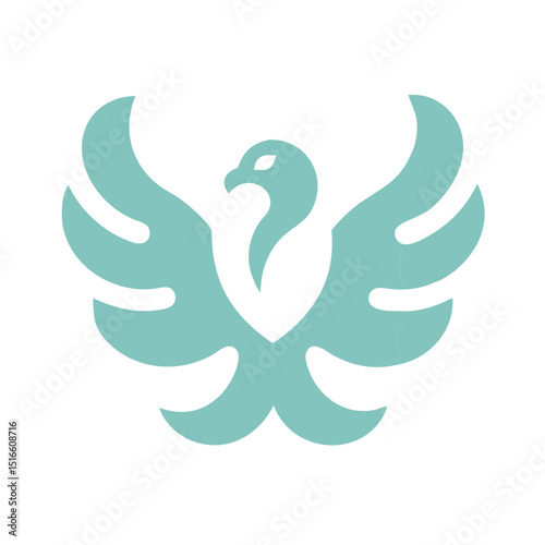Phoenix bird icon in pastel green minimalist style