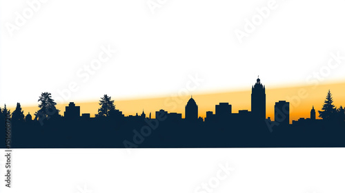 Minimalist silhouette of Salem, Oregon city skyline at sunset, clean vector style, high contrast, isolated on white background