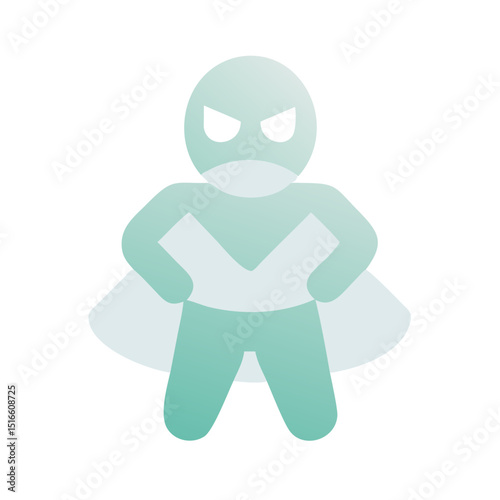 Superhero figure icon in pastel green with cape