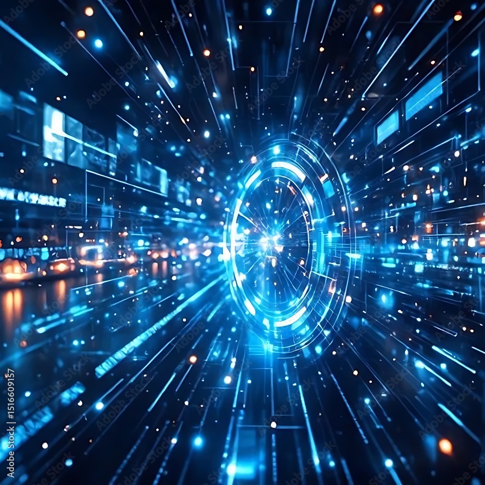 Fototapeta premium Digital Data Stream: A Journey Through Cyberspace