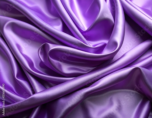 Purple satin fabric drapes, folds and curves