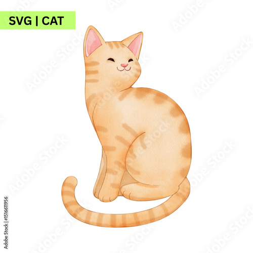 A playful logo design featuring a cute cat illustration in a vector style, perfect for a pet-related business or brand focused on feline products.