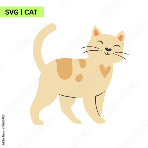 An engaging logo showcasing a vector cat with a friendly smile and colorful accents, ideal for a cat-themed merchandise brand.