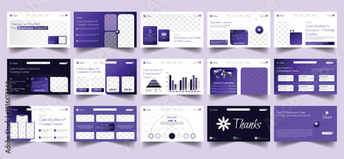 Minimal And Classic Case Study Booklet, Case Study Template | Business Case Study Booklet Layout with blue elements | Double Side Flyer Template, Case Study Website Landing Page Template