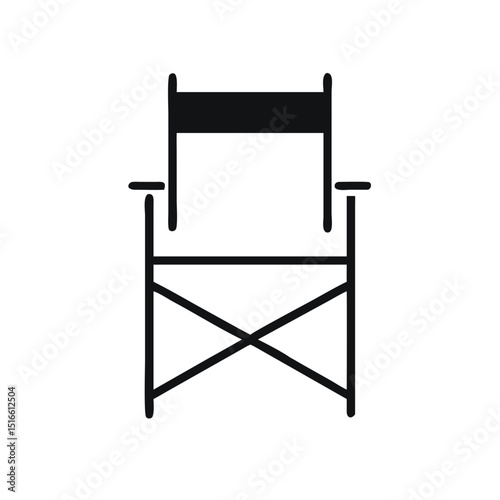 Director Chair Icon in Minimalist Black Line Style