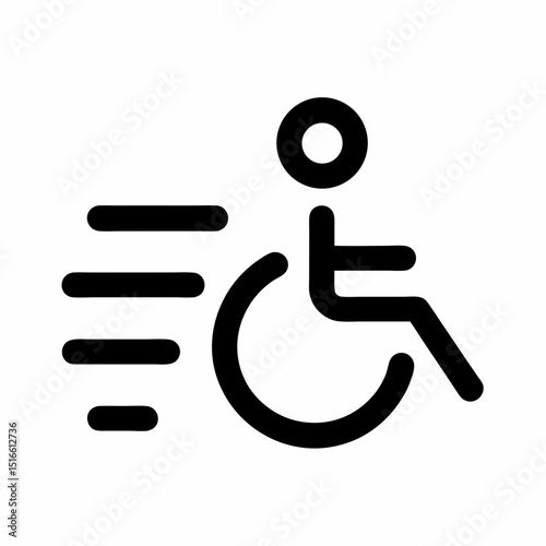 Smooth Motion Wheelchair vector icon Graphic Design.