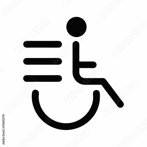 Smooth Motion Wheelchair vector icon Graphic Design.