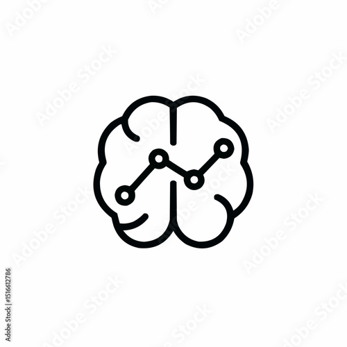 Outlined brain with segmented graph lines — cognitive data visualization.