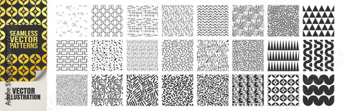 Seamless Geometric and Organic Pattern Collection – Abstract Memphis Doodle Lines, Irregular Shapes, Oriental Vector Backgrounds, Modern Minimalist Textures and Swatches Set