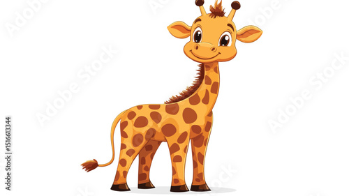 Adorable Cartoon Giraffe on White Background - Vector Illustration