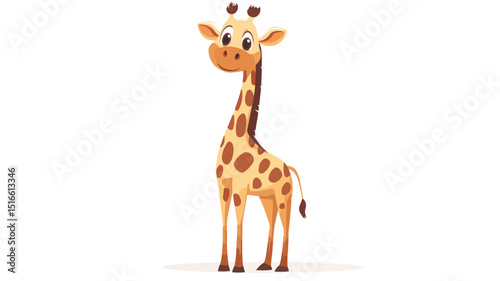 Adorable Cartoon Giraffe on White Background - Vector Illustration