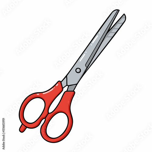 Simple red scissors cartoon illustration