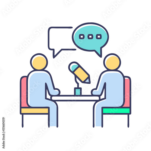 Job Interview Vector – Professional Conversation Icon