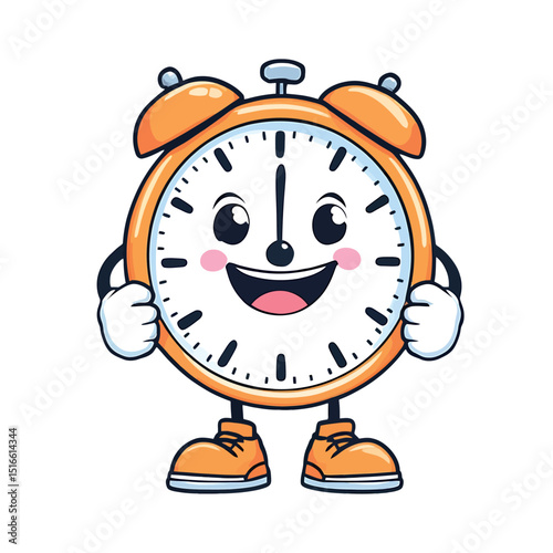 A Cheerful Clock Character A Whimsical Timepiece Illustration for Sticker Design