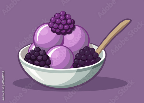 Delicious blackberry ice cream in a bowl
