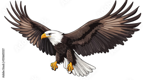 Majestic Cartoon Eagle Flying Vector Illustration for Design Projects