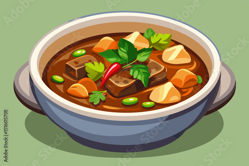 Hearty beef stew in a rustic bowl