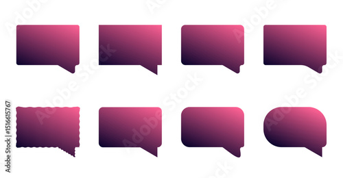 Set of colorful speech bubbles. A set of modern chat bubbles in various shapes with a striking pink-purple gradient. Perfect for UI/UX, web design, or adding a dynamic touch to your messages.