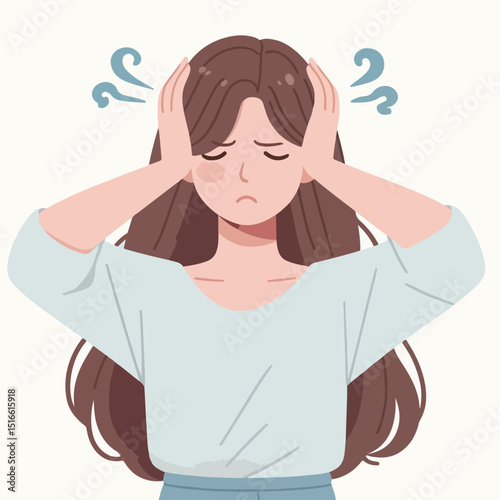 a female employee is covering her ears in frustration