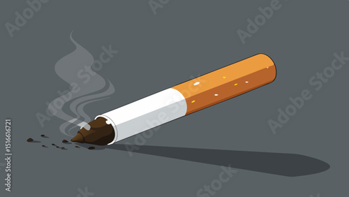 Extinguished cigarette with smoke and ash
