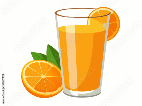 Glass of fresh orange juice with fruit slices