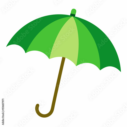 Green umbrella illustration isolated on white