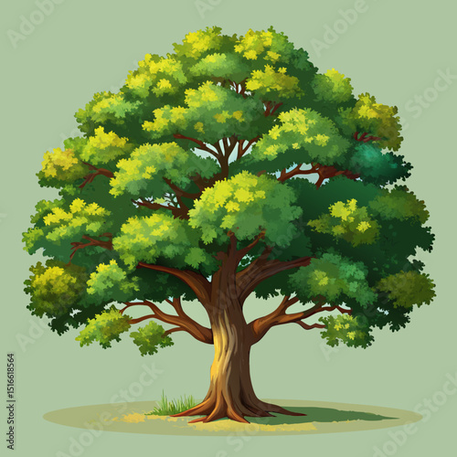 Large green deciduous tree illustration