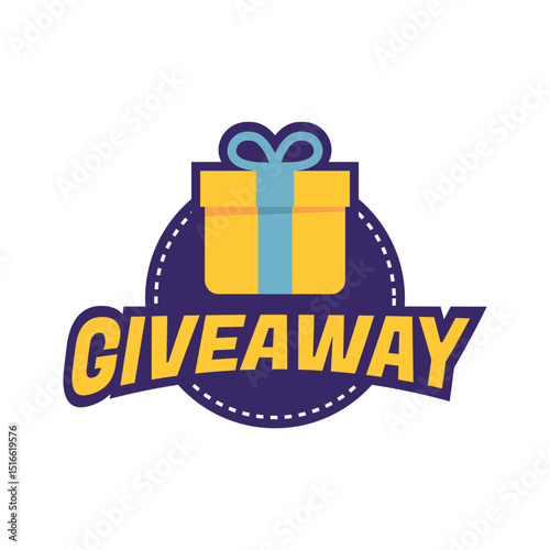 Giveaway banner icon. Gift box. Flat style.