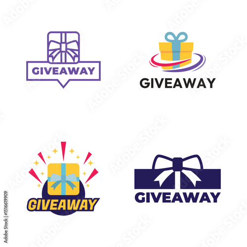 Giveaway banner icon. Gift box. Flat style.
