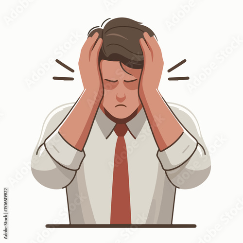 a male employee is covering his ears in frustration