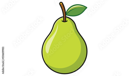 Single green pear fruit illustration