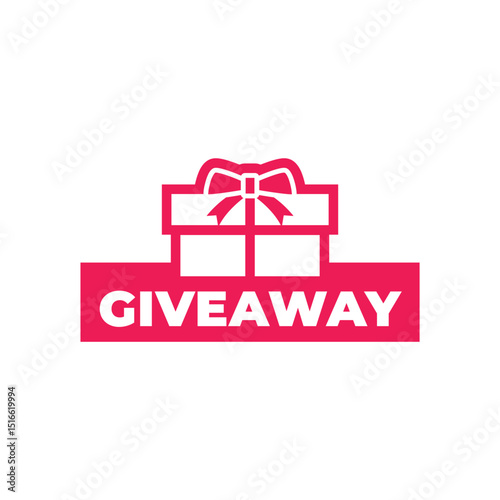 Giveaway banner icon. Gift box. Flat style.